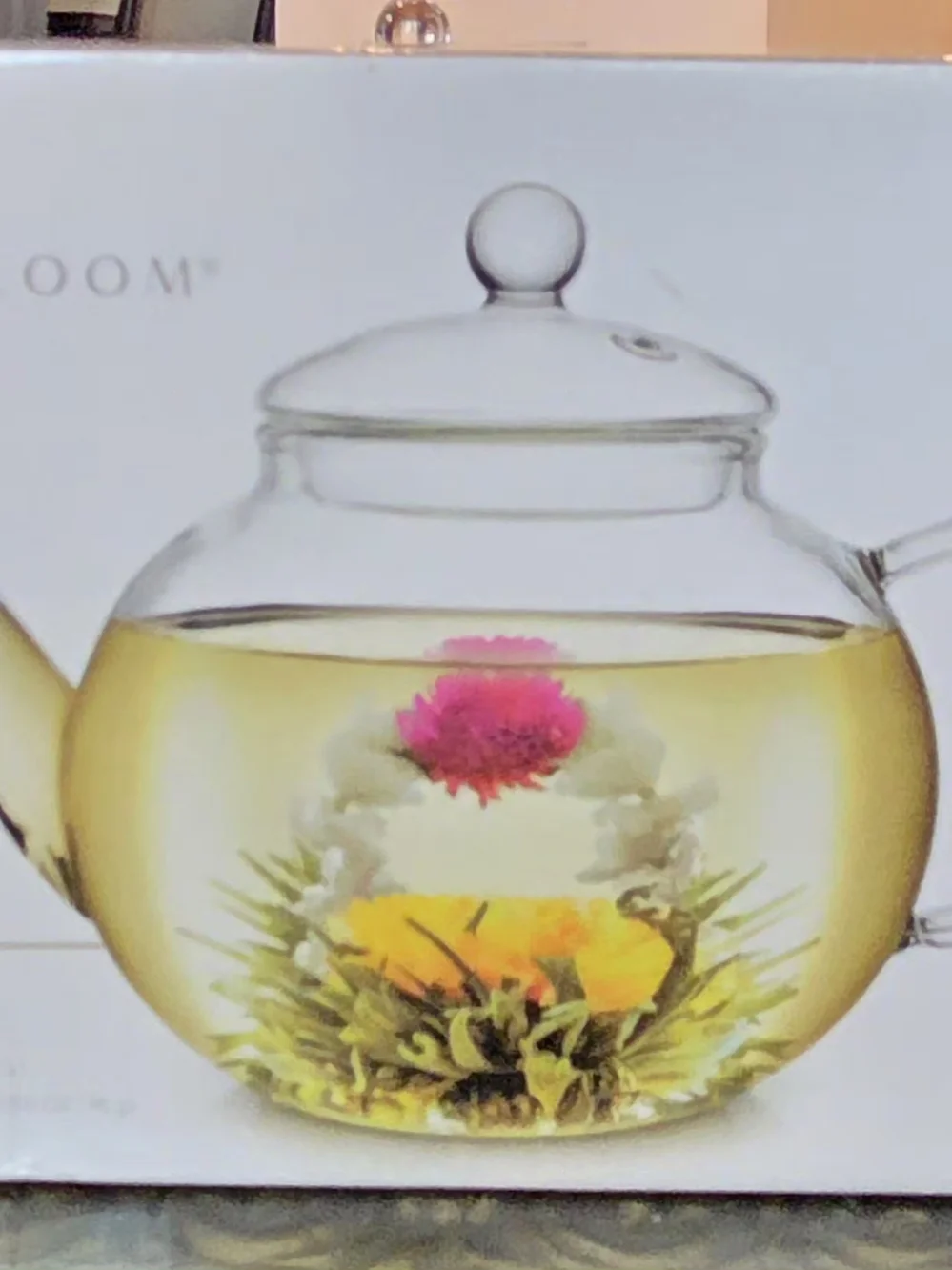 Teabloom Celebration Teapot, Blooming Flower Tea pods & Elegant Sugar Bowl Set